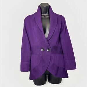 VTG Banana Republic Y2K Sz Medium Fine Merino Wool Plum Purple Cardigan Jacket